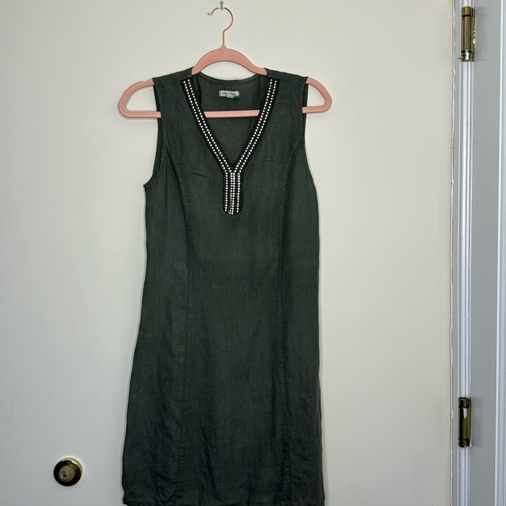 Lina Tomei Army Green linen dress